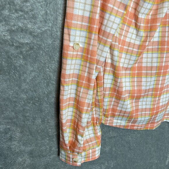 Women Colorful Plaid Lace Up Back Roll Tab Long Sleeve Button Up Shirt XL NWT - Picture 7 of 14